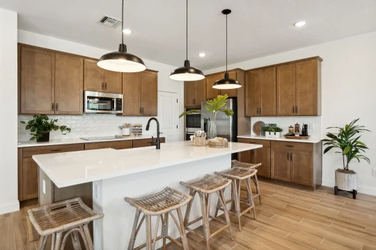 Fullerton II - Kitchen with Center Island and Pendant Lighting